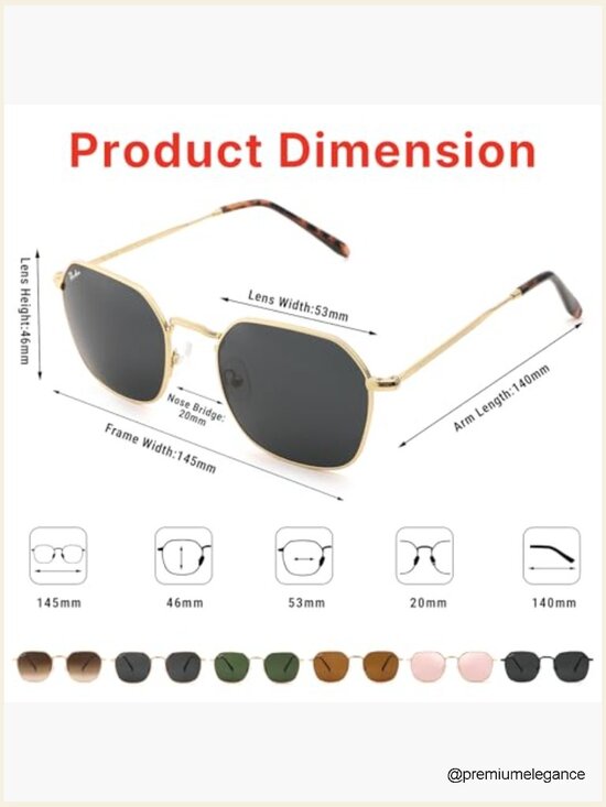 Real Glass Lens Hexagonal Sunglasses for Men Women UV400 main image 5